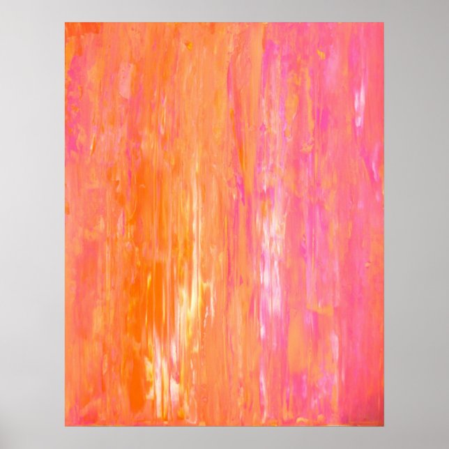 'Duplicate' Pink and Orange Abstract Art Poster (Front)
