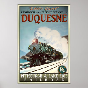 Duquesne P&LE Railroad New Retro Train Poster
