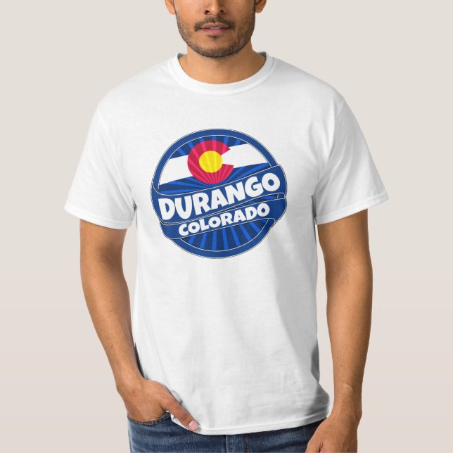 Durango Colorado flag burst tshirt (Front)