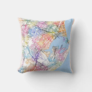 Durban South Africa City Map Throw Pillow
