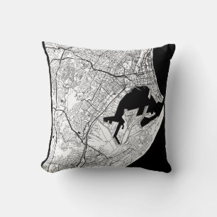 Durban South Africa Map Throw Pillow
