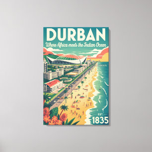 Durban South Africa Retro Travel Poster Art Canvas Print