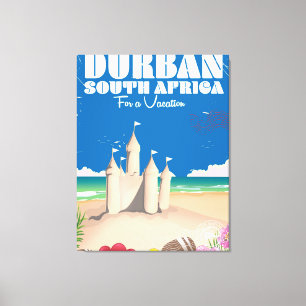 Durban South Africa vintage beach travel poster Canvas Print