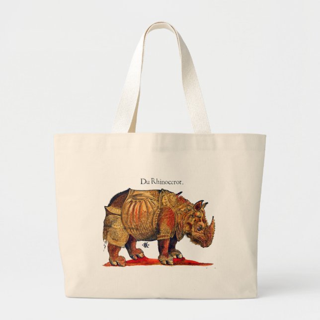 Durer Rhinoceros Colour Renaissance on Tote Bag (Front)