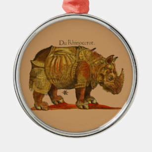 Durer's Rhinoceros Metal Ornament