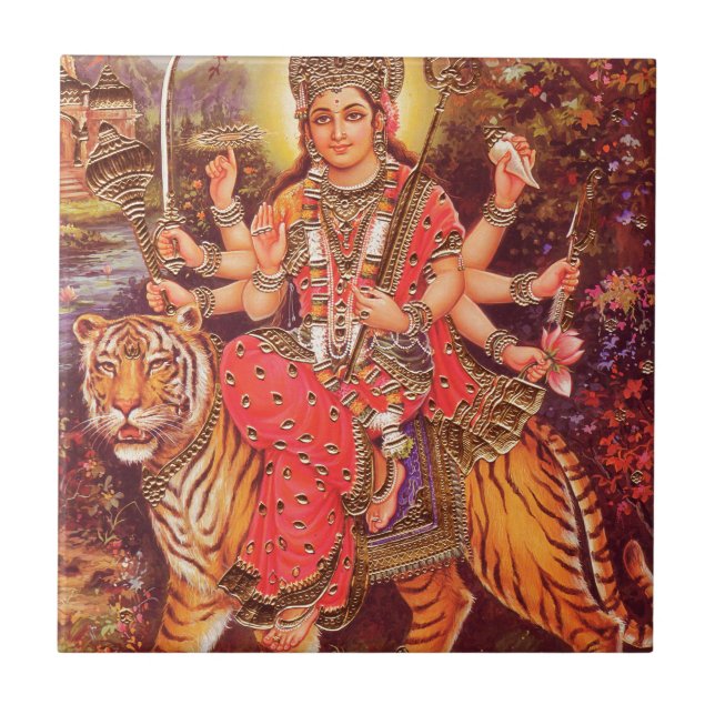 DURGA AND THE TIGER TILE (Front)
