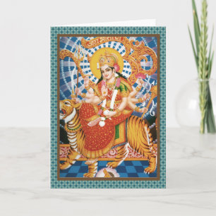 Durga, Déesse Hindou Avec Cartes De Tigre