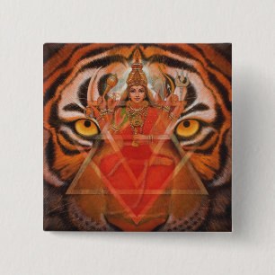 Durga & Tiger 2 Inch Square Button