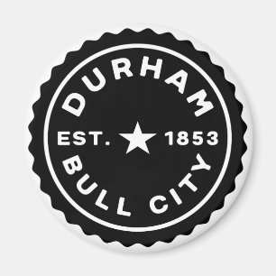 Durham Bull City Date Button Magnet