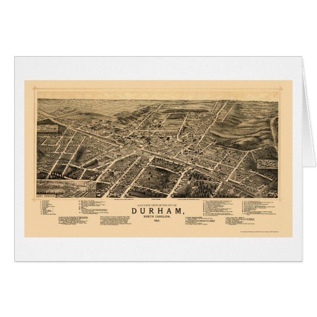 Durham, carte panoramique d'OR - 1891 (Devant horizontal)