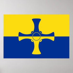 Durham Flag (County of England, UK) Poster