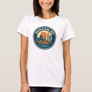 Durham, NC Retro Skyline Badge – Vintage Mill Town T-Shirt