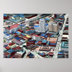 Durham North Carolina Birdseye View Poster
