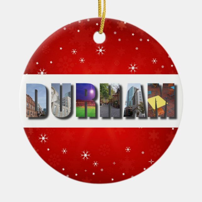 Durham North Carolina City Travel Photos Christmas Ceramic Ornament (Front)