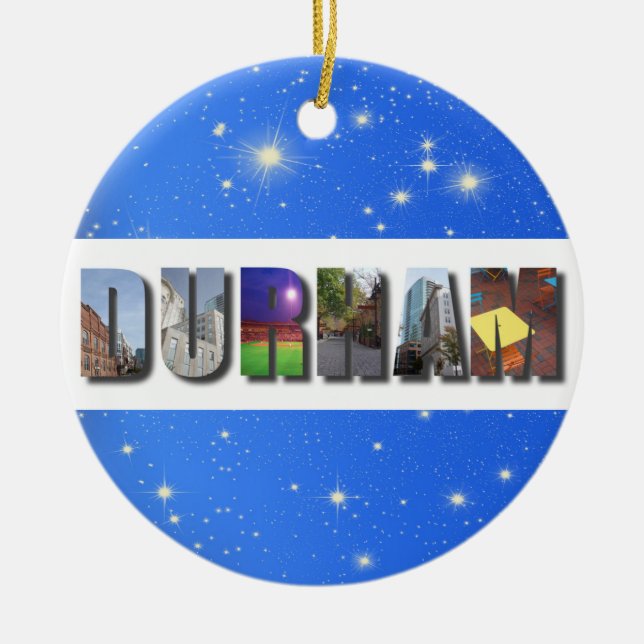 Durham North Carolina City Travel Photos Christmas Ceramic Ornament (Front)