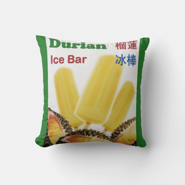 Durian Ice Bar Tropical Fruit Popsicle Throw Pillow (Front)