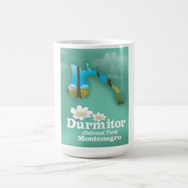 Durmitor national park, Montenegro map Magic Mug (Center)