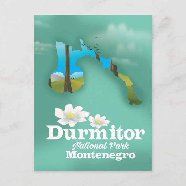 Durmitor national park, Montenegro map Postcard (Front)