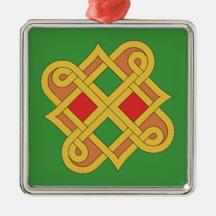 Durrow Knotwork 2016 Red and Green Metal Ornament