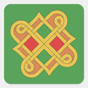 Durrow Knotwork 2016 Red and Green Square Sticker