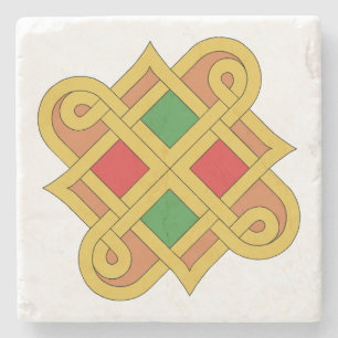 Durrow Knotwork 2016 Red and Green Stone Coaster