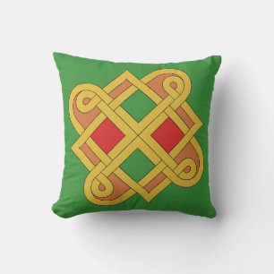 Durrow Knotwork 2016 Red and Green Throw Pillow