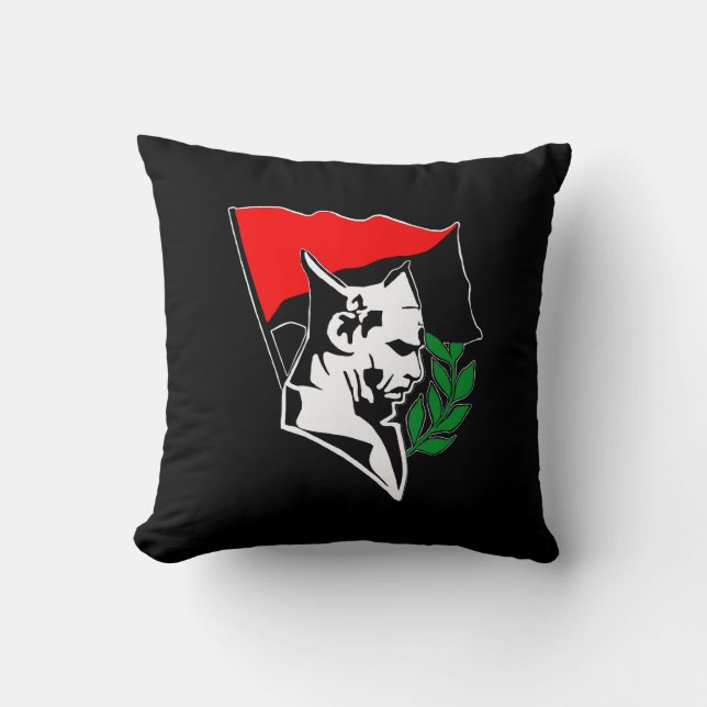 Durruti - Anarchy Flag / Anarchy Star black-red Throw Pillow (Front)