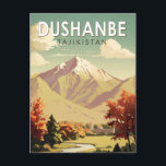Dushanbe Tajikistan Travel Art Vintage Postcard<br><div class="desc">Dushanbe retro vector travel design. Dushanbe,  on the Varzob River,  is the capital of Tajikistan. On the east bank of the river is Rudaki Park,  named for the classical poet.</div>