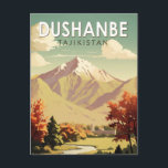 Dushanbe Tajikistan Travel Art Vintage Postcard<br><div class="desc">Dushanbe retro vector travel design. Dushanbe,  on the Varzob River,  is the capital of Tajikistan. On the east bank of the river is Rudaki Park,  named for the classical poet.</div>