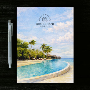Dusit Thani Maldives Souvenir Watercolor Travel Postcard