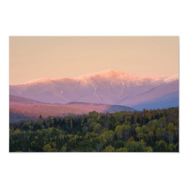 Dusk and Mount Washington in new Hampshire's Photo Print (Front)