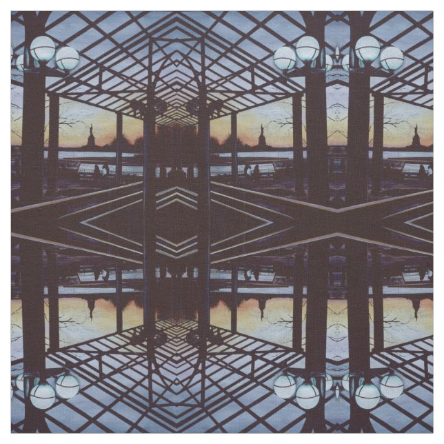 Dusk at Freedom's Birthplace, Ellis Island Fabric (Swatch)