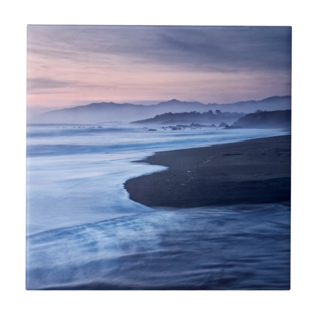 Dusk At Moonstone Beach Tile (Front)