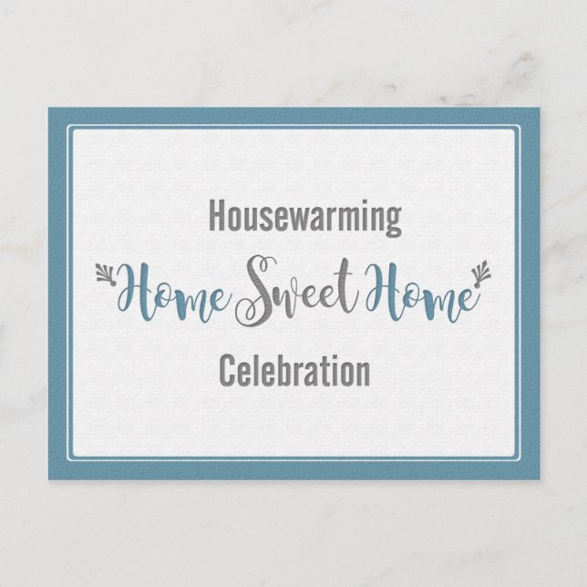 Dusk Blue Grey Home Sweet Home Housewarming Party Invitation Postcard (Front)
