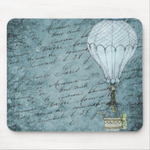 Dusk Blue Hot Air Balloon Steampunk Handwriting