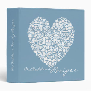 Dusk Blue Personalized Name Family Recipe Binder