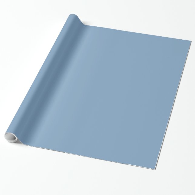 Dusk Blue Solid Glossy Wrapping Paper (Unrolled)