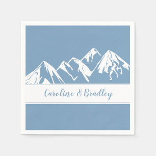 Dusk Blue White Mountain Range Wedding Napkin