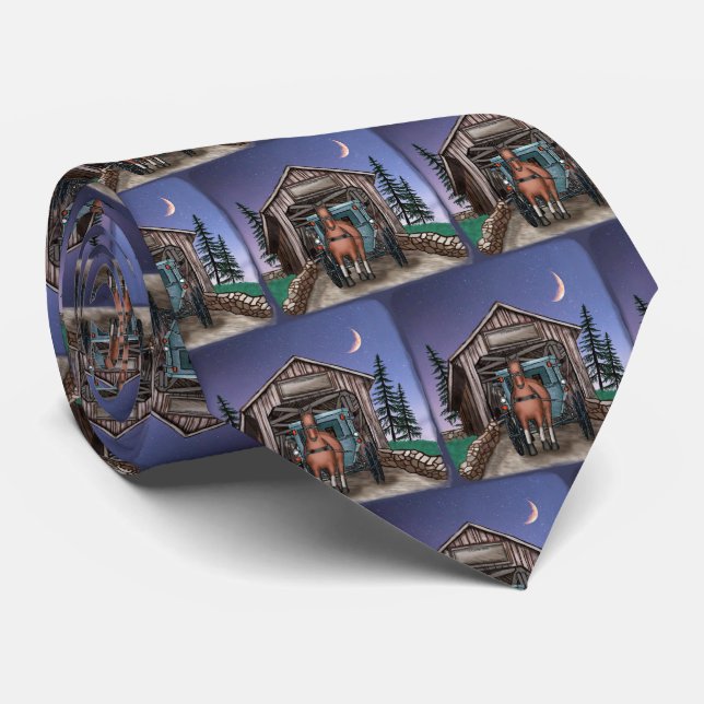 Dusk Covered Bridge  Tie (Rolled)