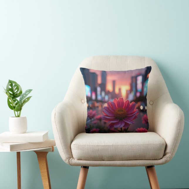 Dusk Daisies Throw Pillow (Chair)