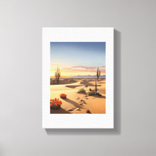 Dusk: Golden Sands, Orange Sun, Resilient Plants Canvas Print