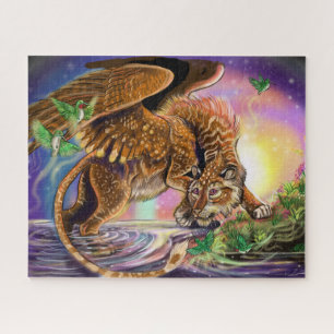 Dusk Hunter Flying Cat Jigsaw Puzzle