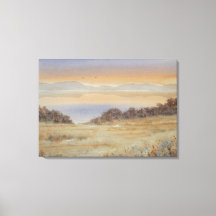 Dusk Lake Blush Watercolor Landscape Print