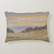 Dusk Lake Blush Watercolor Landscape Print