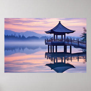 Dusk Lake Tranquil Peaceful Nature  Poster