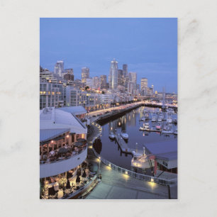 Dusk on Bell Harbour in Seattle, Washington. Postcard