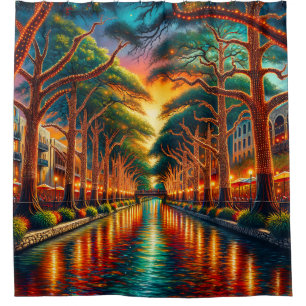 "Dusk Reflections: San Antonio Riverwalk"