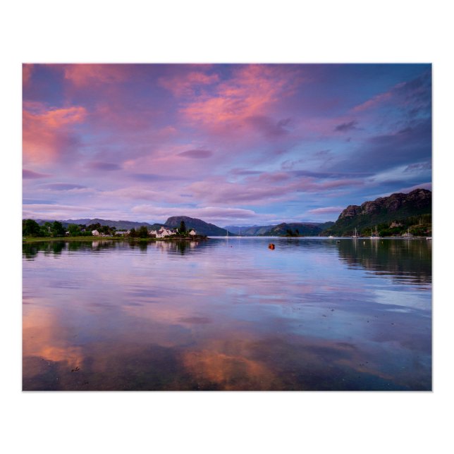 Dusk Sky Reflections on Loch Carron Poster (Front)