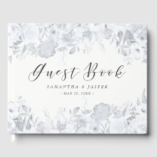 Dusk Watercolor Floral Wedding Guest Book
