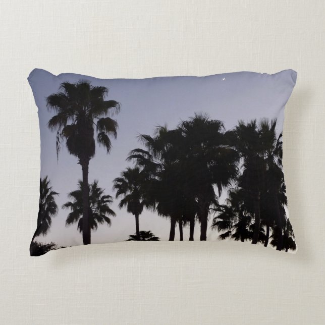 Dusk with Palm Trees Tropical Scene Accent Pillow (Front)
